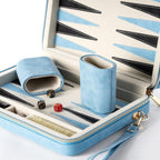 Juegos de backgammon para adultos y niños, tablero clásico de backgammon con dados de damas únicos, funda plegable de piel sintética de backgammon para backgammon (color azul)