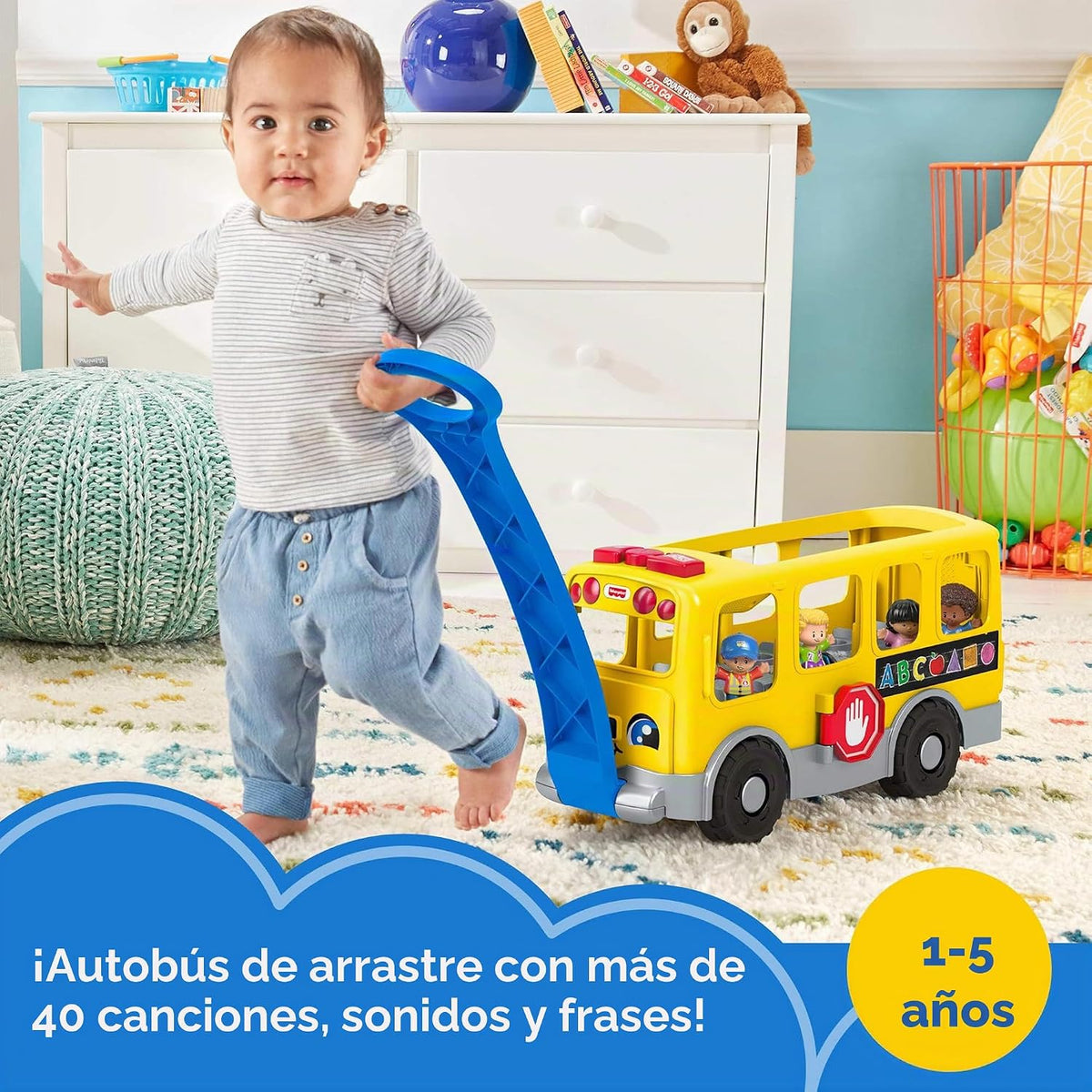 Fisher-Price Little People Autobús Escolar Grande Amarillo, Multilenguaje