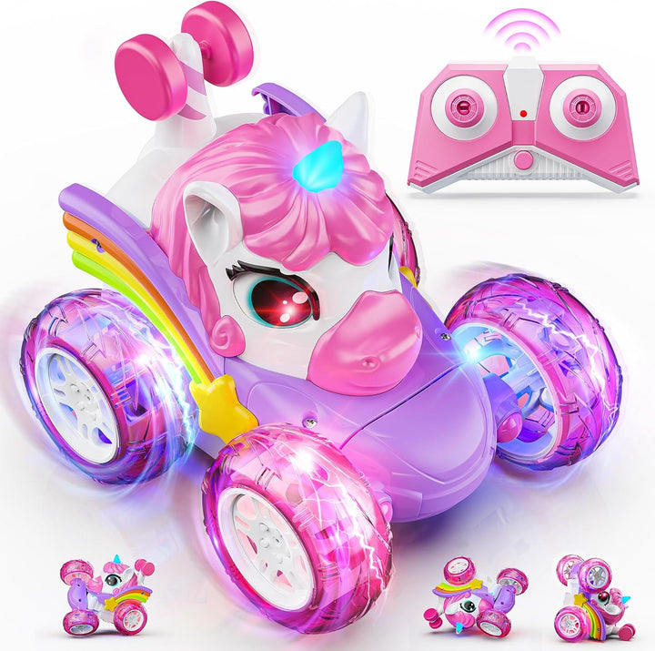 Carsky - Coche de control remoto de unicornio para niñas, coches RC...