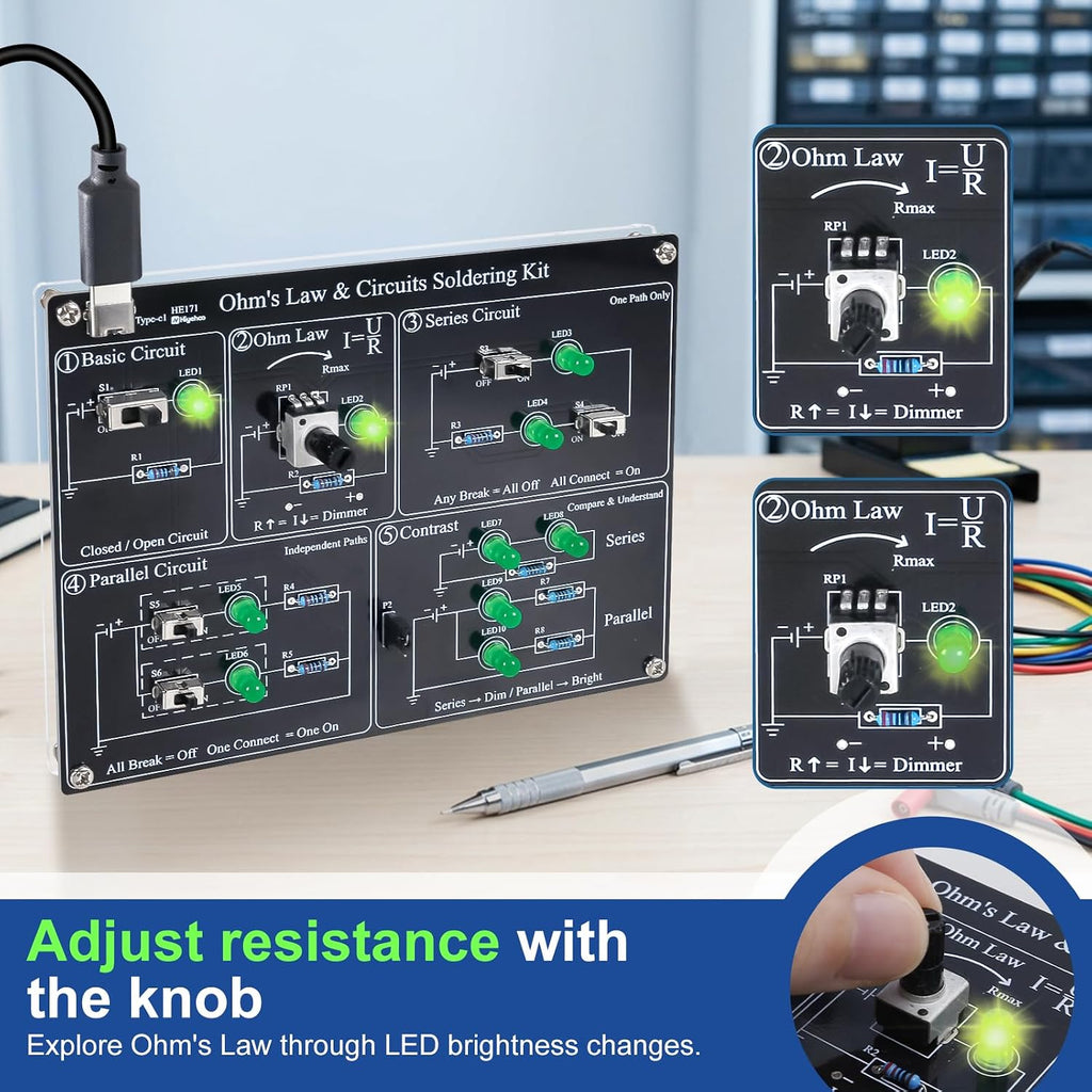 MiOYOOW Kit de aprendizaje del circuito de ley de Ohm, kit de experimento