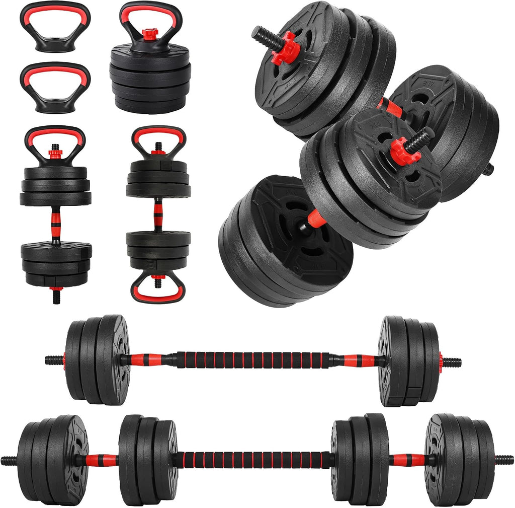 HulkFit Juego de mancuernas ajustables, juego de pesas libres de 40/60 libras con conector, juego de mancuernas 5 en 1 utilizado como barra, pesas rusas, soporte de levantamiento de pesas, placas de