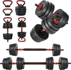 HulkFit Juego de mancuernas ajustables, juego de pesas libres de 40/60 libras con conector, juego de mancuernas 5 en 1 utilizado como barra, pesas rusas, soporte de levantamiento de pesas, placas de