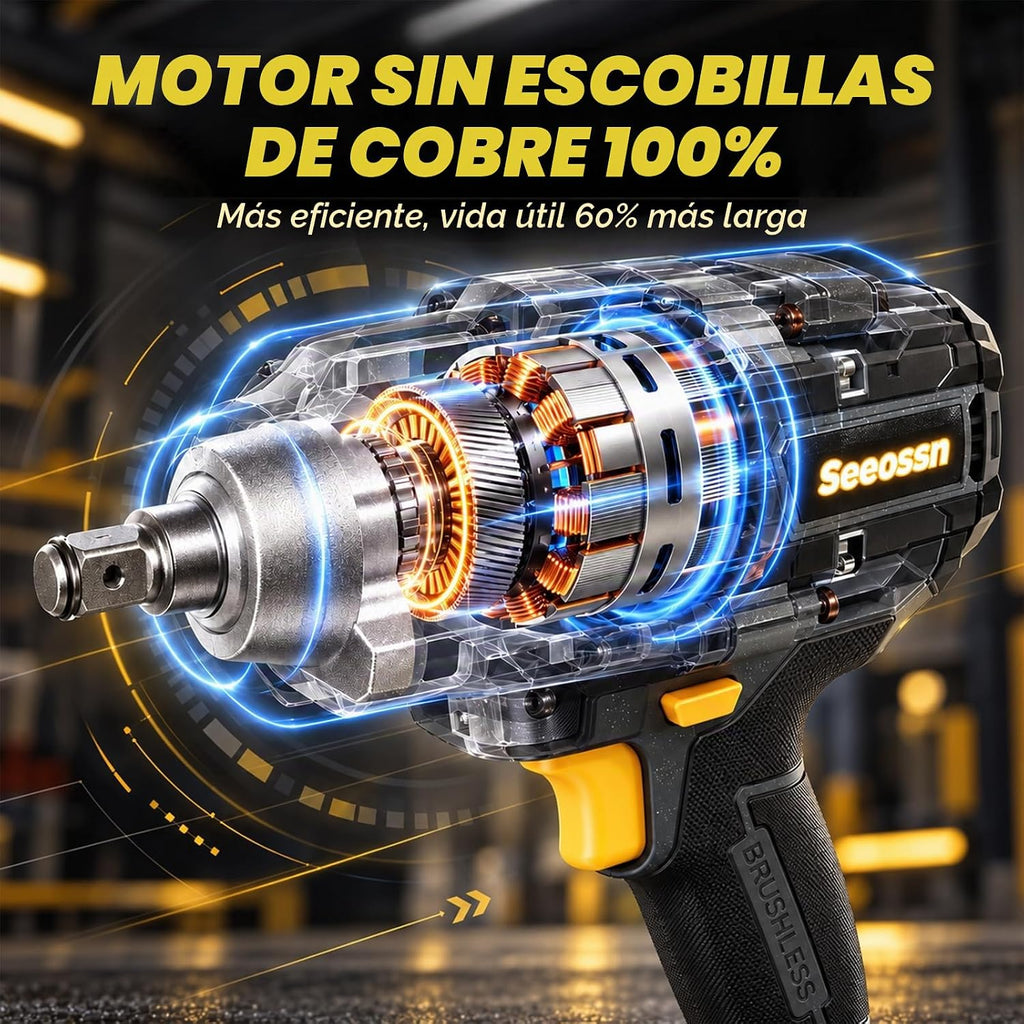 Seesson - Llave de impacto inalámbrica de 3/4 pulgadas, 2500 N.m de alto