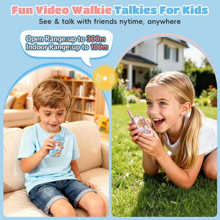 Walkie Talkies de video para niños, paquete de 2 walkie talkies par...