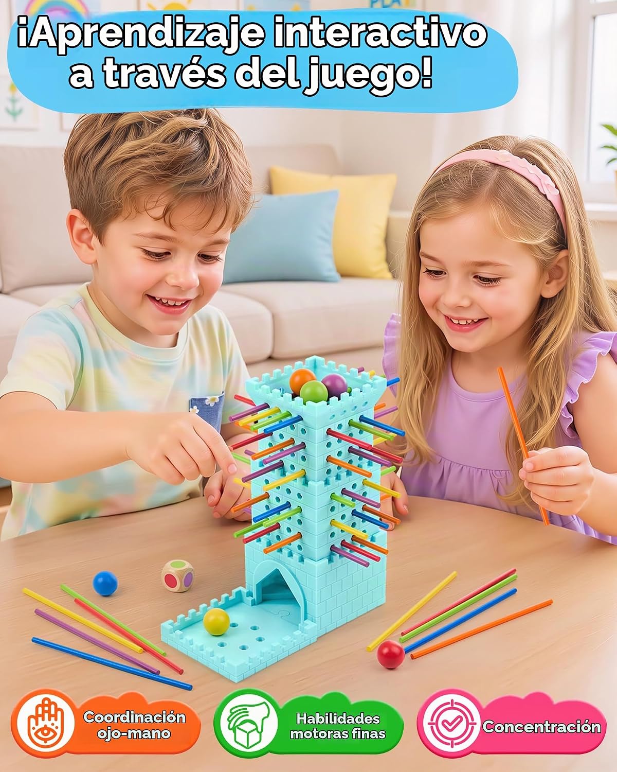 Juego de bola de caída, juego de mesa Montessori para niños de 4 a 6 años, juguete educativo preescolar para 3, 4, 5, 6 años, juego de palos de madera, juguete de habilidades motoras finas, juego de