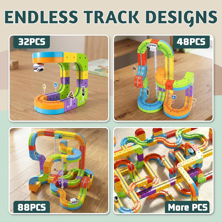 Wdebay klick Rail - Juego de tren eléctrico 3D mágico y flexible pa...