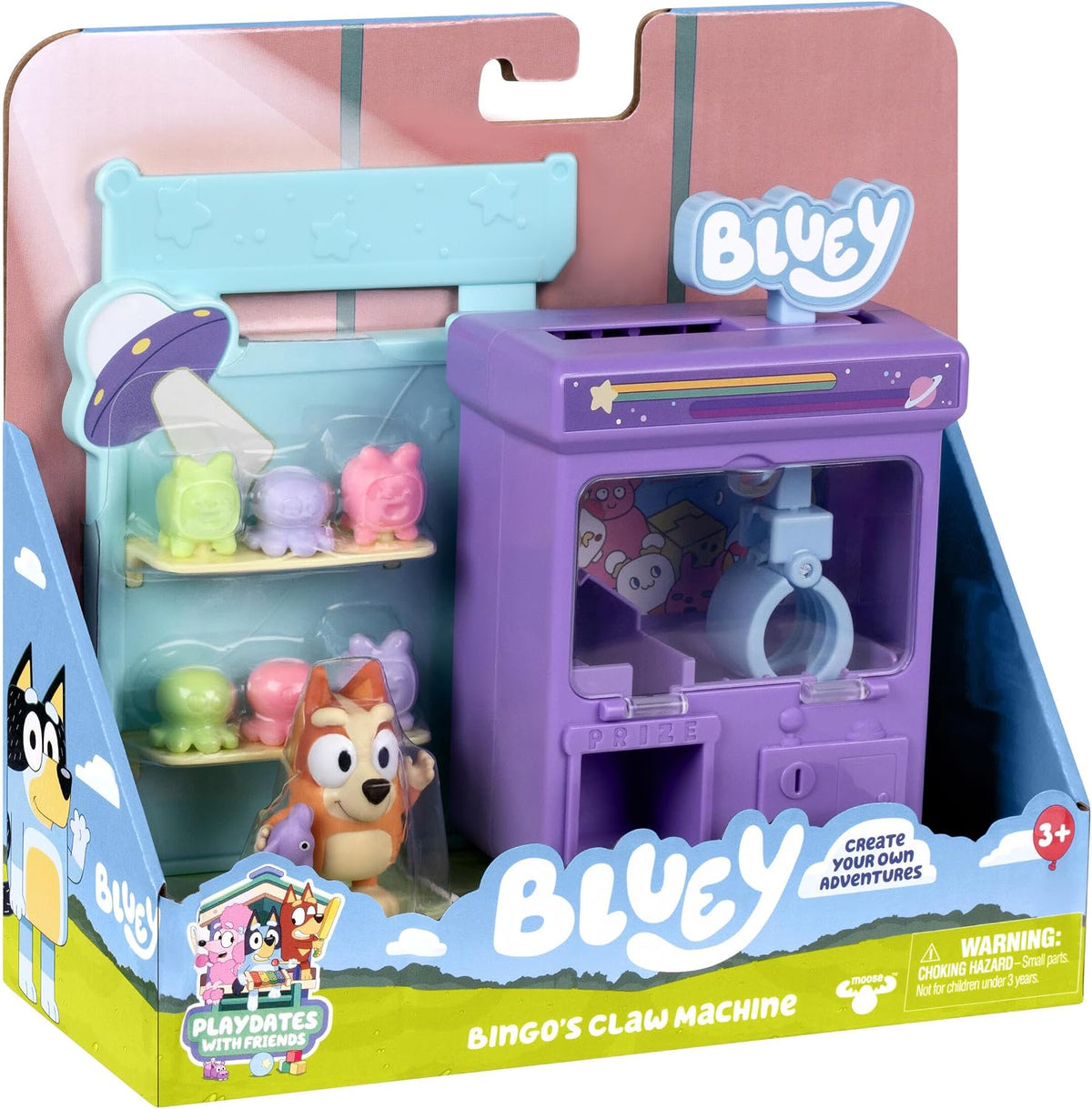 Set de juego Bluey Bingo's Claw Machine, Garra funcional, 6 premios
