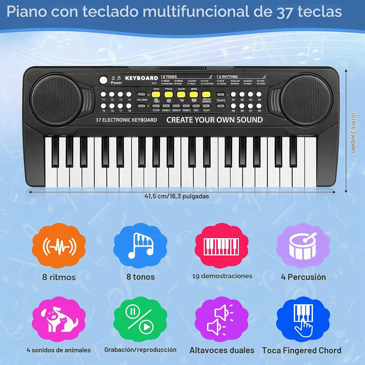 Juguetes Piano Teclado - 37 teclas Pianos Juguete musical con micrófono para niño y niña