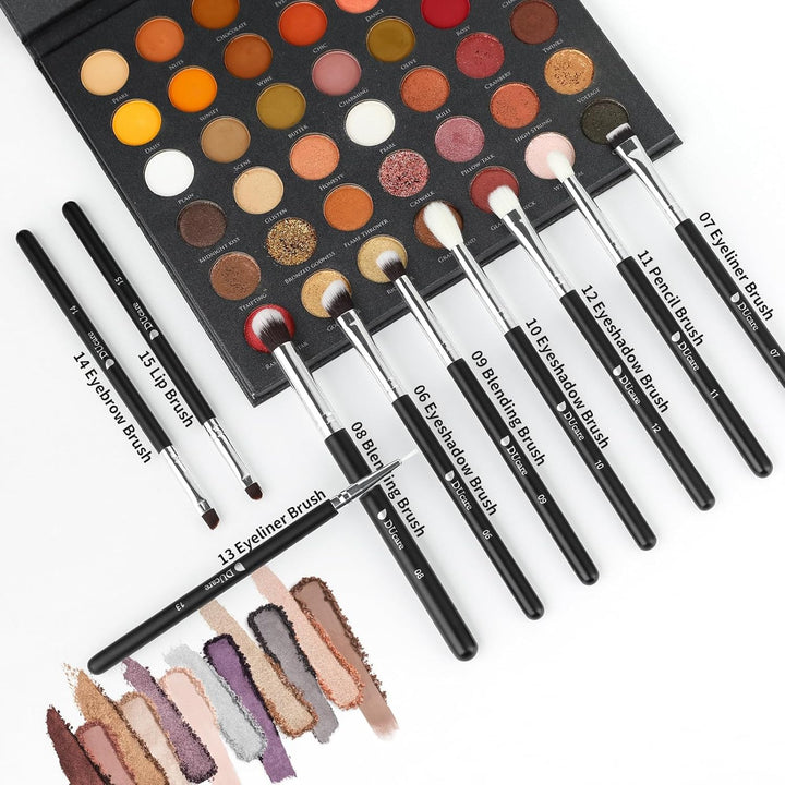 DUcare Cepillos de maquillaje con bolsa, juego de 15 cepillos de ma...