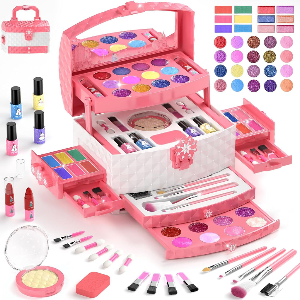 Set de Maquillaje Infantil de 57 Piezas para Niñas, Set de Maquillaje Real Lavable para Niñas Pequeñas