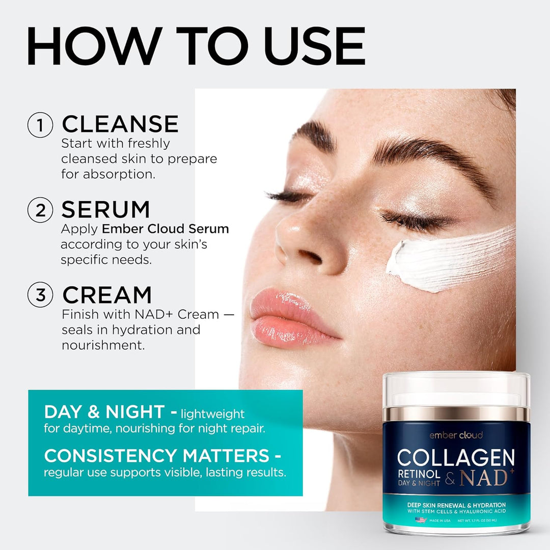 Crema de Colágeno NAD+ para Rostro con Retinol Ácido Hialurónico Ni...