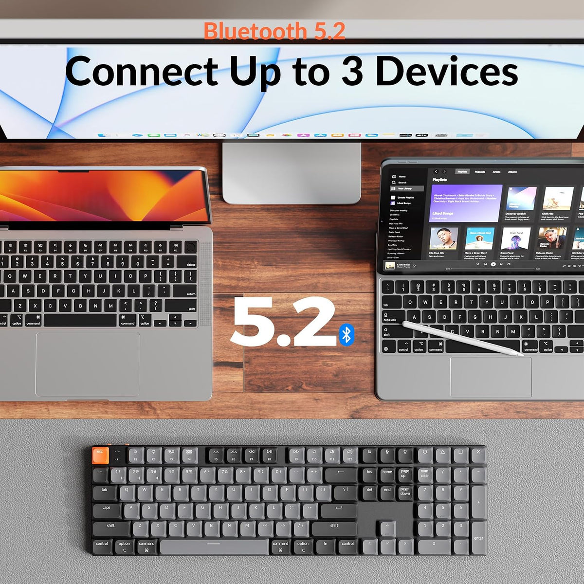 Keychron K5 Versión 2 Teclado Mecánico Inalámbrico Bluetooth de Perfil Bajo