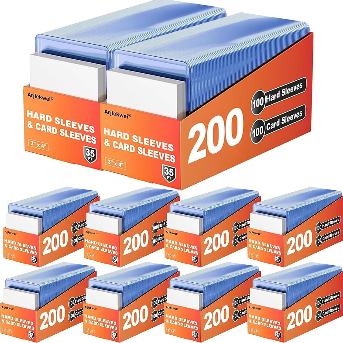 2000 fundas rígidas para tarjetas, Arjiekwei 3" x 4" porta tarjetas de colección, espesor 35 PT