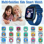 Reloj inteligente para niños de 3 a 12 años, resistente al agua IP67, 32 juegos de rompecabezas, pantalla táctil HD, cámara doble, podómetro, reproductor de música, reloj para niños, regalo de cumpleaños para niños de 5, 6, 7, 8, 9, 10 (azul)