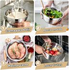 TeamFar - Cuencos para mezclar, cuencos de acero inoxidable y tapas herméticas