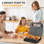 Sandwichera eléctrica 3 en 1 con placas antiadherentes extraíbles, 750 W, color negro para gofres belgas/panini/parrilla/desayuno, apto para lavavajillas, mango de tacto frío, fácil de limpiar y