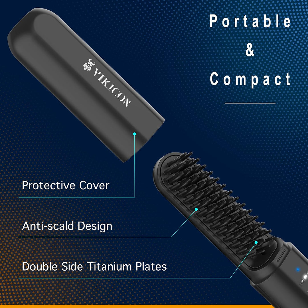 VIKICON - Alisador de barba para hombre, peine térmico 2 en 1 para...