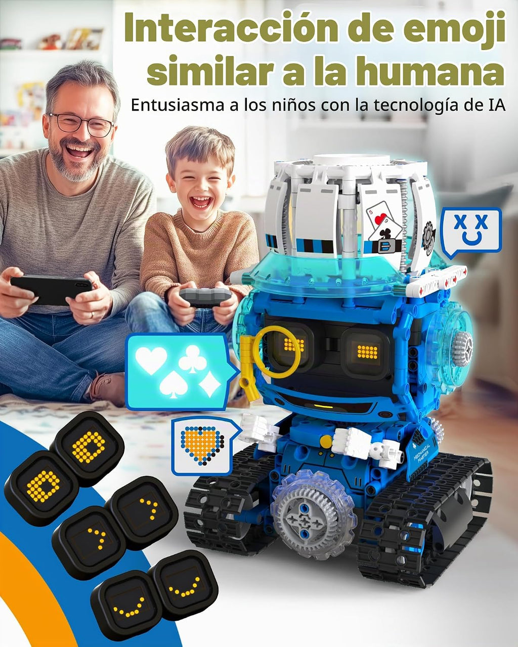 Opmind 5-en-1 STEM RC Robot Building kit, 494Pcs App Coding, Boys Age 8-13