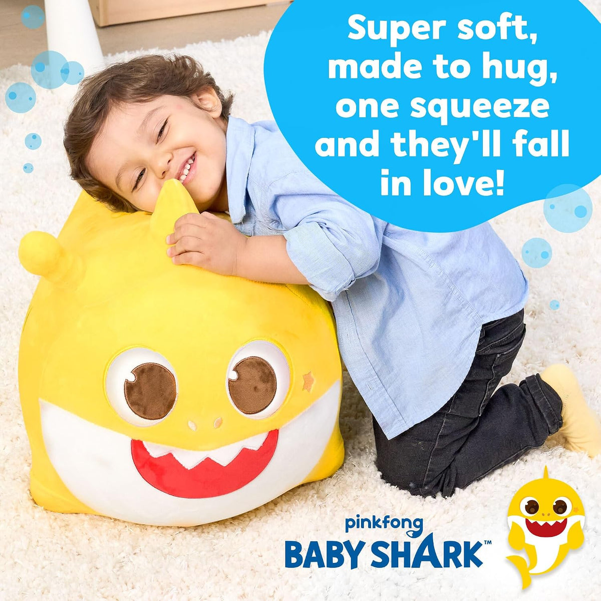 JITTERYGIT Baby Shark Pinkfong - Juguete musical oficial de peluche con forma de tolva animal, juguete inflable para llevar, regalo de cumpleaños para niños y niños pequeños (niños y niñas) a partir
