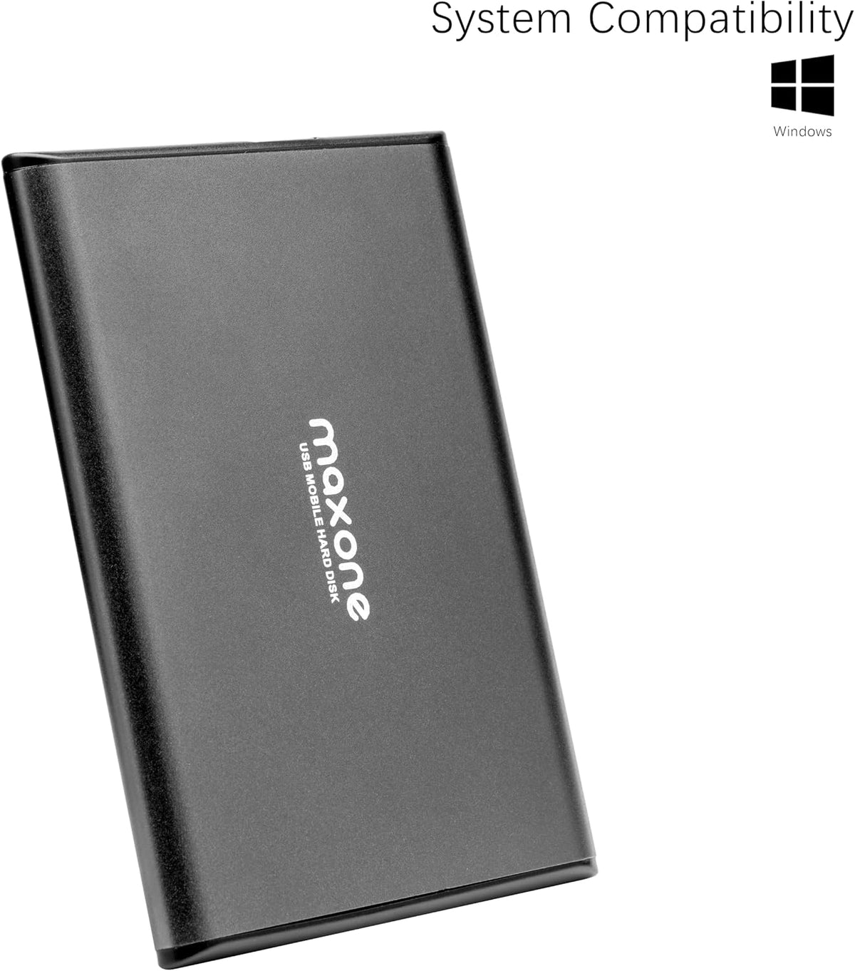 Maxone Disco duro externo portátil ultradelgado de 500 GB HDD USB 3.0 compatible con PC, portátil, gris carbón