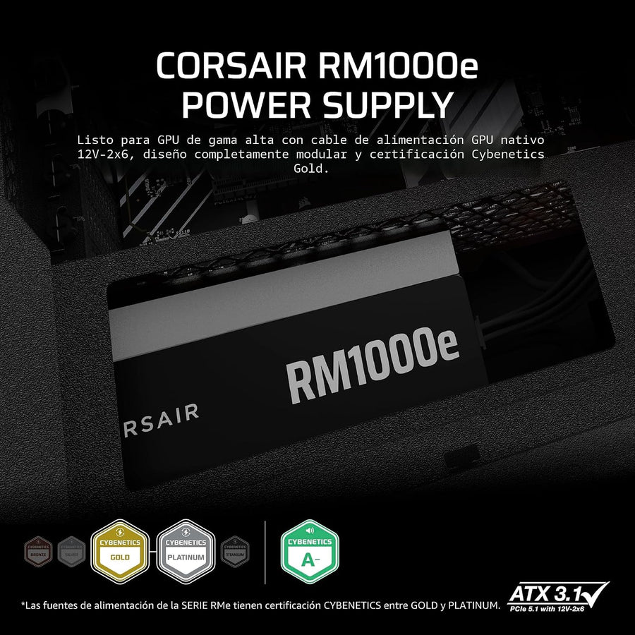 CORSAIR RM1000e (2025) Fuente de alimentación ATX completamente mod...