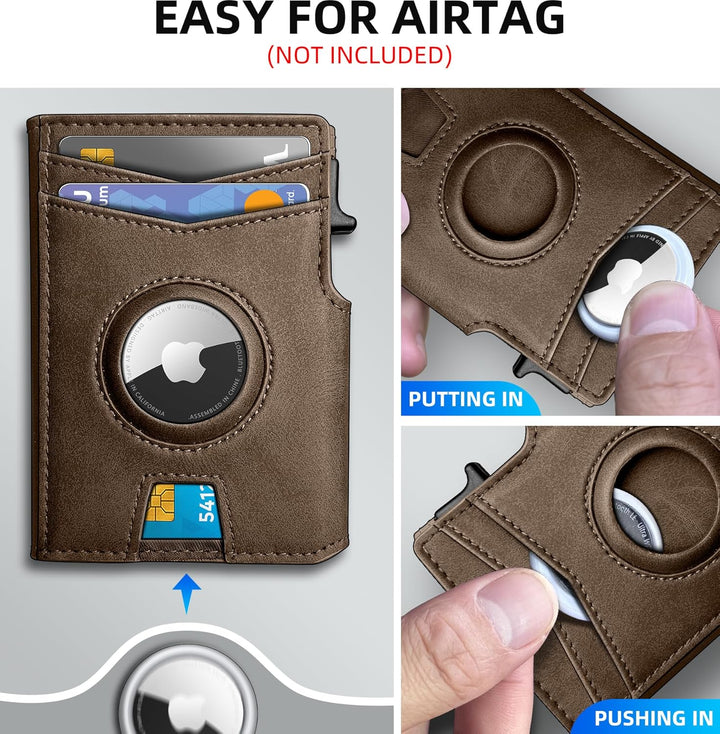 Miyozi - Billetera Airtag para hombre, con clip de dinero, estuche...