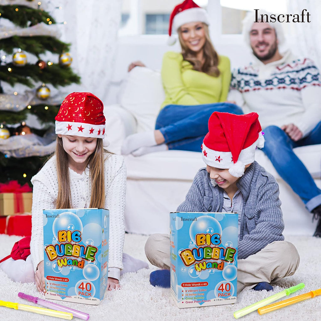 Inscraft Paquete de 40 varitas de burbujas grandes de 14 pulgadas, 8 burbujas de colores a granel para juguete de verano, uso de actividades al aire libre e interior, Pascua, cumpleaños, graduación, ducha, suministros de fiesta de burbujas para niños