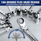 WORKPRO - Juego de 22 llaves de trinquete con cabeza flexible, juegos de llaves combinadas con caja organizadora, 72 dientes, métrica 6-18mm y SAE 1/4-3/4"