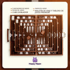 Juego de mesa de backgammon, estuche tipo cuero de lujo, interior de fieltro, marrón, juego clásico de backgammon, juego de mesa popular, juegos de mesa (mediano (15"))