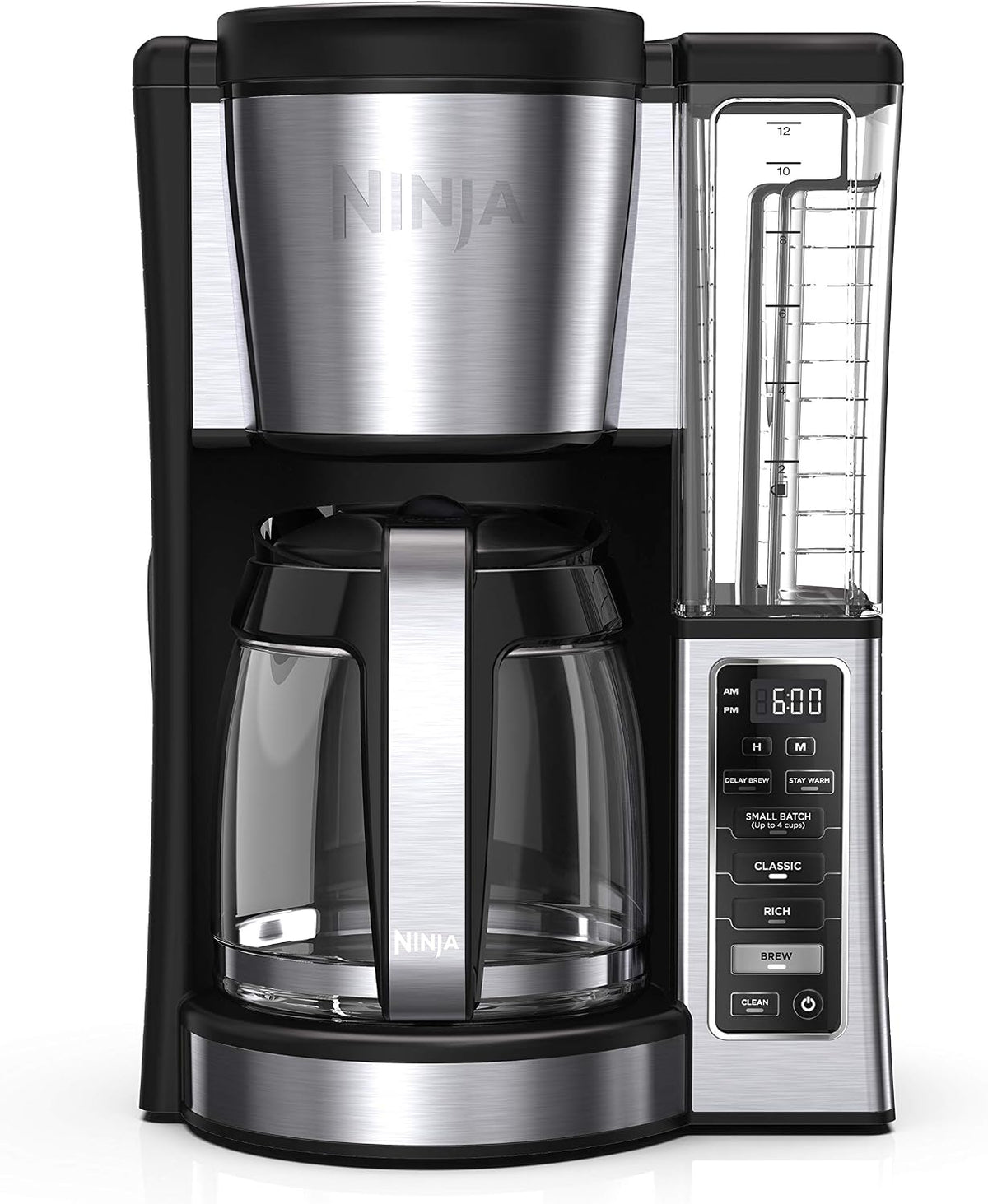 Cafetera Ninja Fresh Brew, Jarra de vidrio para 12 tazas, Acero inoxidable, CE251