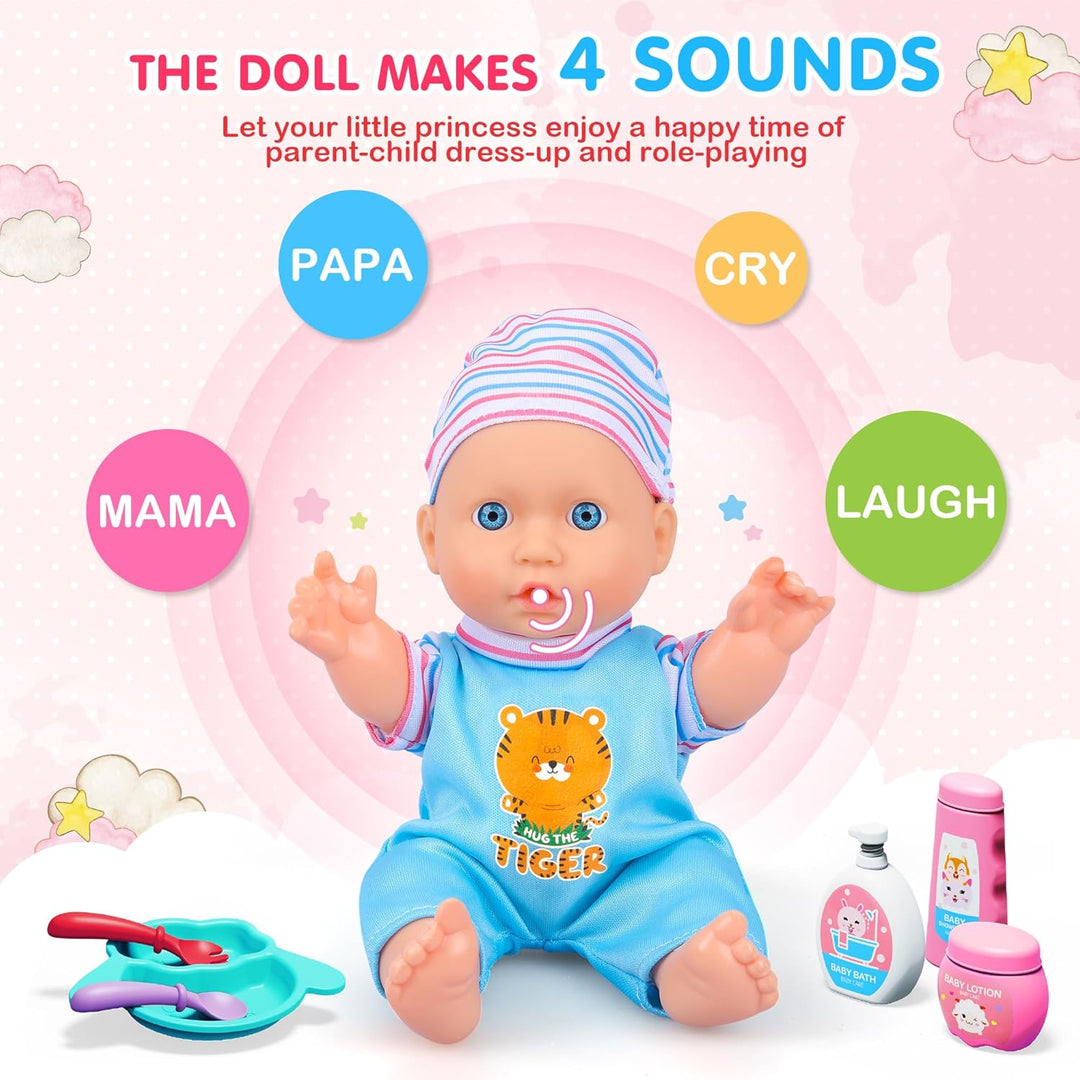 PROOU Juguetes de Cuidado de Muñecas Bebé, Set de Baño de Muñecas B...