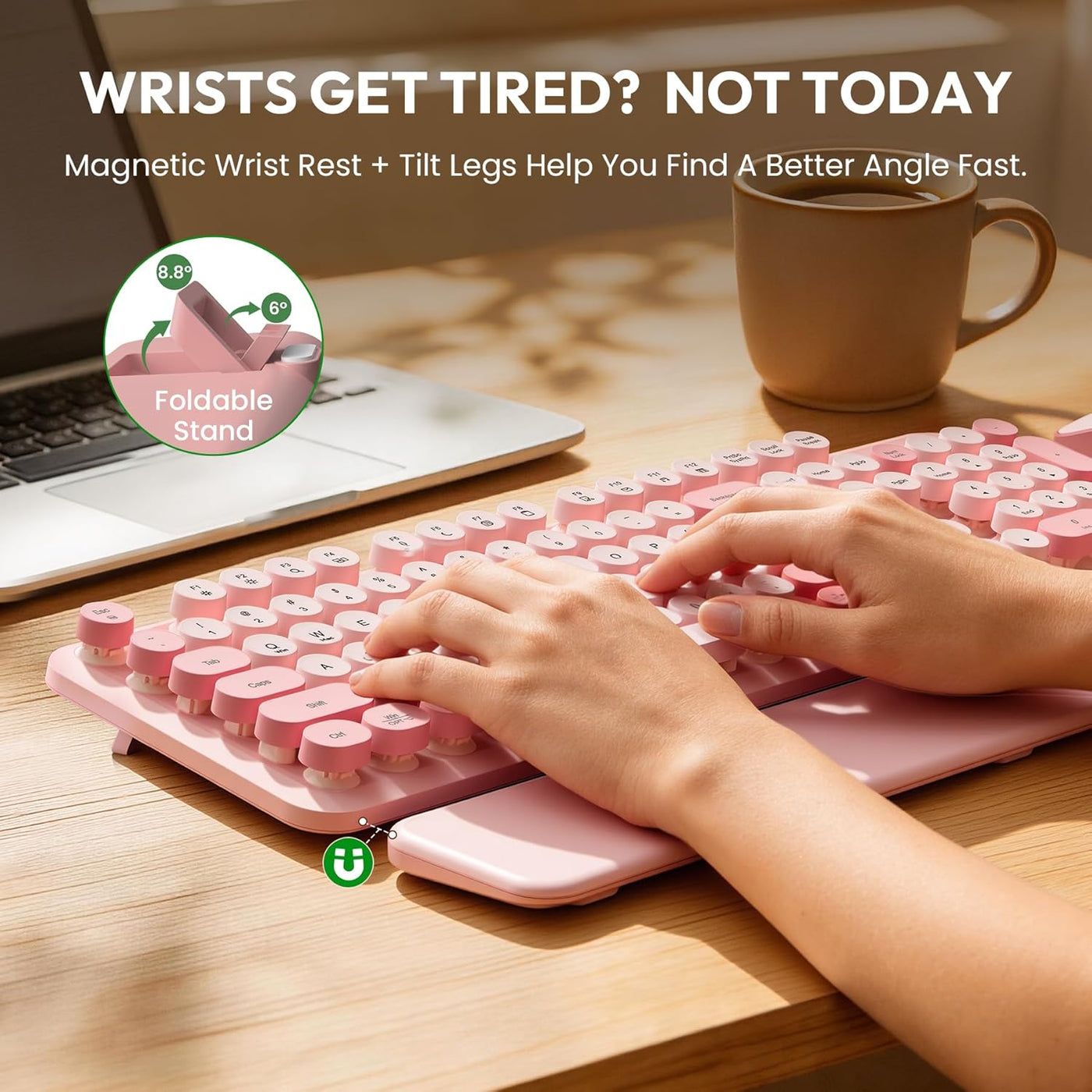 Combo de teclado y mouse inalámbricos, teclado de máquina de escrib...