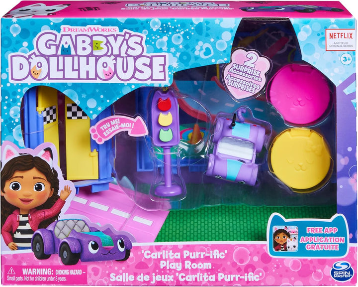 Gabby's Dollhouse, Carlita Purr-ific Sala de juegos con coche d...