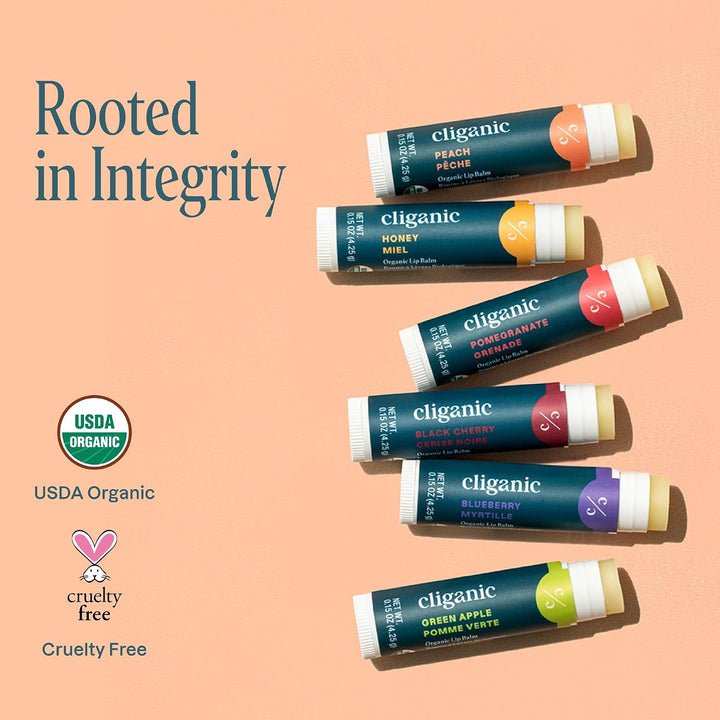Cliganic Set de bálsamo labial orgánico - 6 sabores tropicales - Hi...