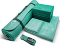 WHITECLOUDZ Kit de yoga, juego de 7 piezas de esterilla de yoga para entrenamientos en casa, esterilla de yoga gruesa, bloques de yoga, correa, toallas de yoga y bolsa de transporte, tapete de