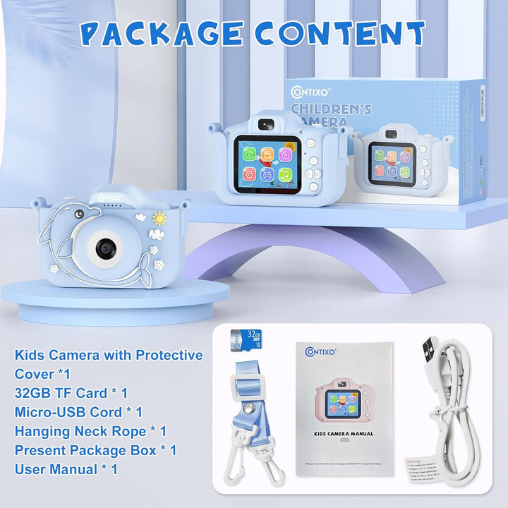 Contixo KC3A - Cámara digital para niños, cámara infantil de 1080P...