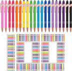 Yeaqee - Bolígrafo de 100 piezas a granel con punta de lápiz capacitivo, colores brillantes