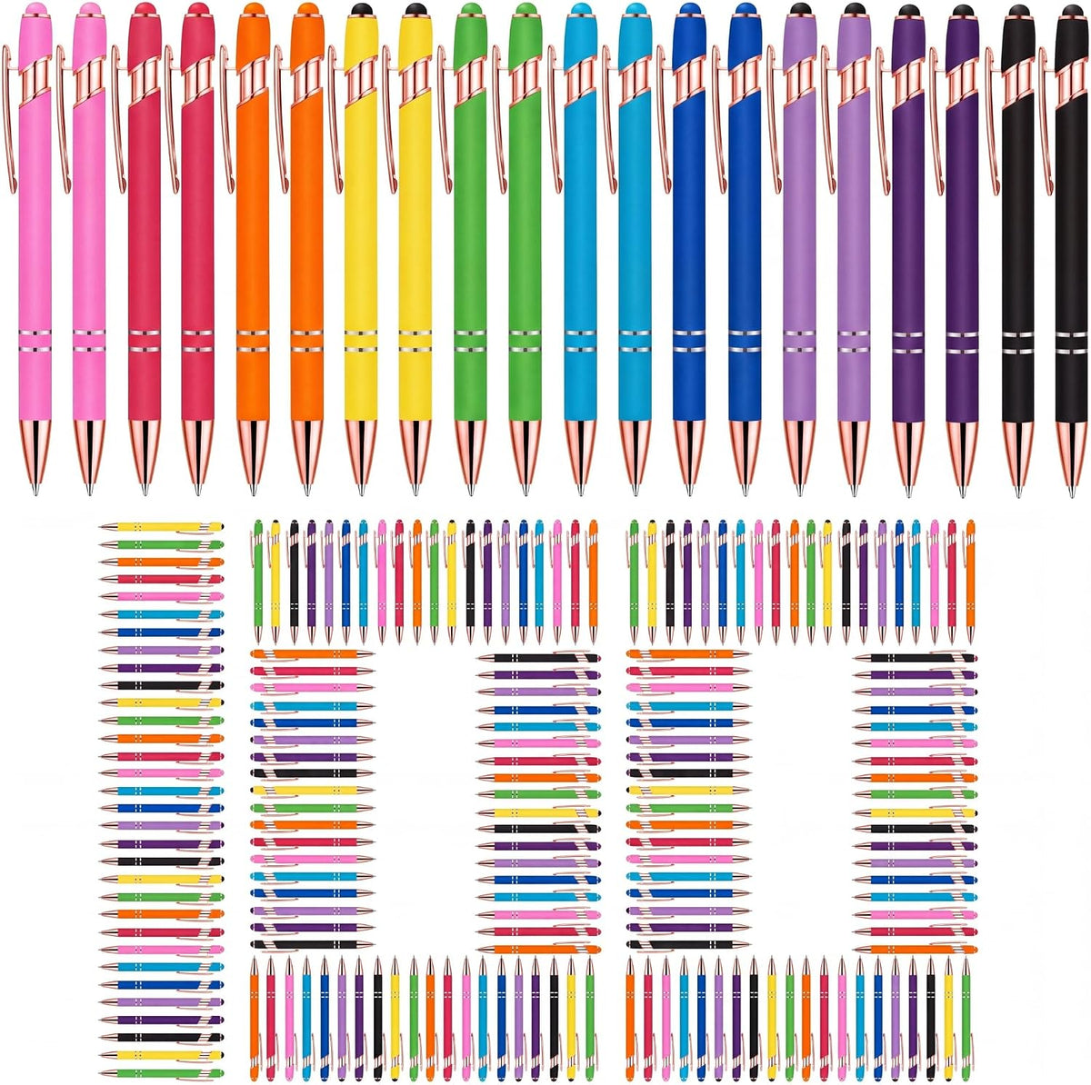 Yeaqee - Bolígrafo de 100 piezas a granel con punta de lápiz capacitivo, colores brillantes