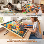 Tablero de rompecabezas de 1000 piezas con soporte inclinable, 6 bandejas