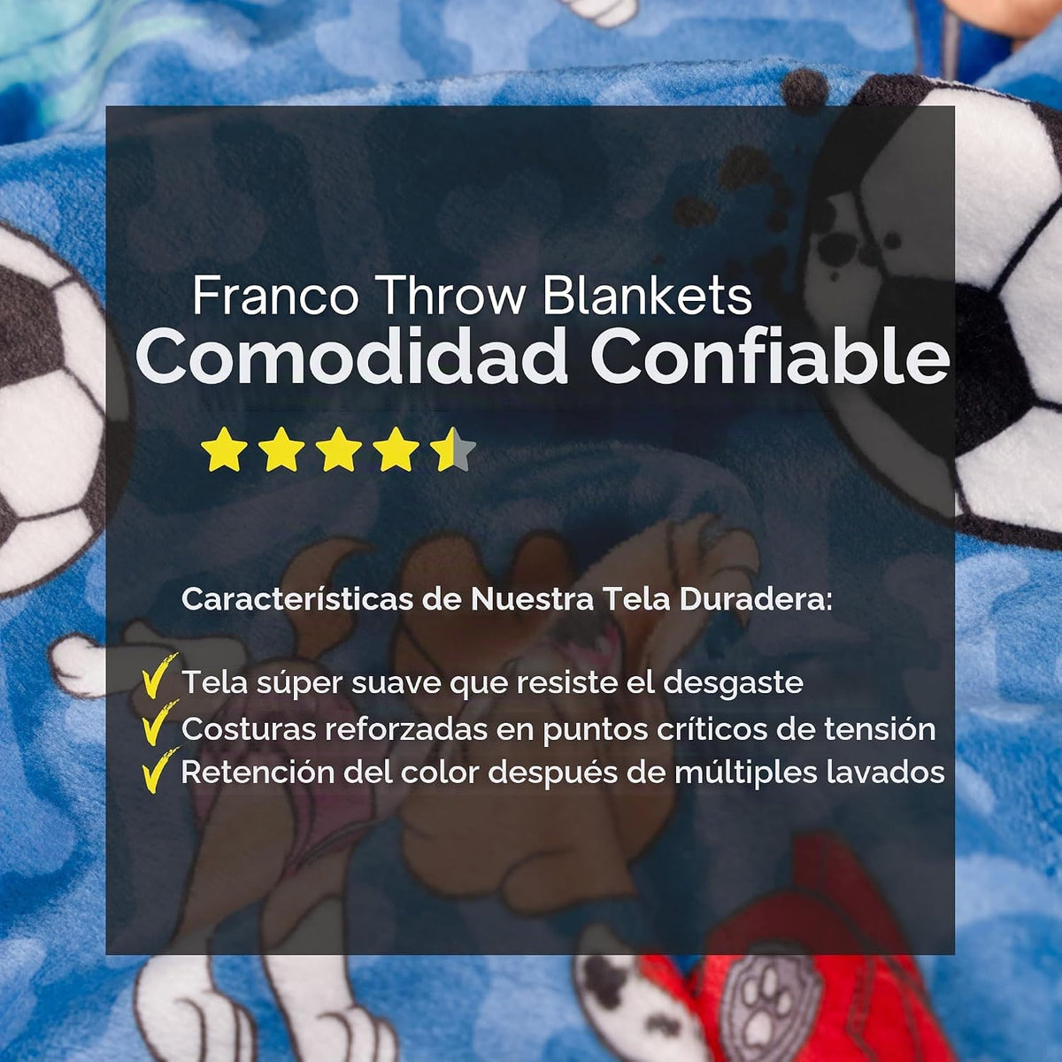 Paw Patrol - Manta deportiva de fútbol para niños, 46 x 60 pulgadas, manta de felpa suave para sofá, cama o eventos deportivos, torneo mundial 2026 (producto con licencia oficial) por Franco