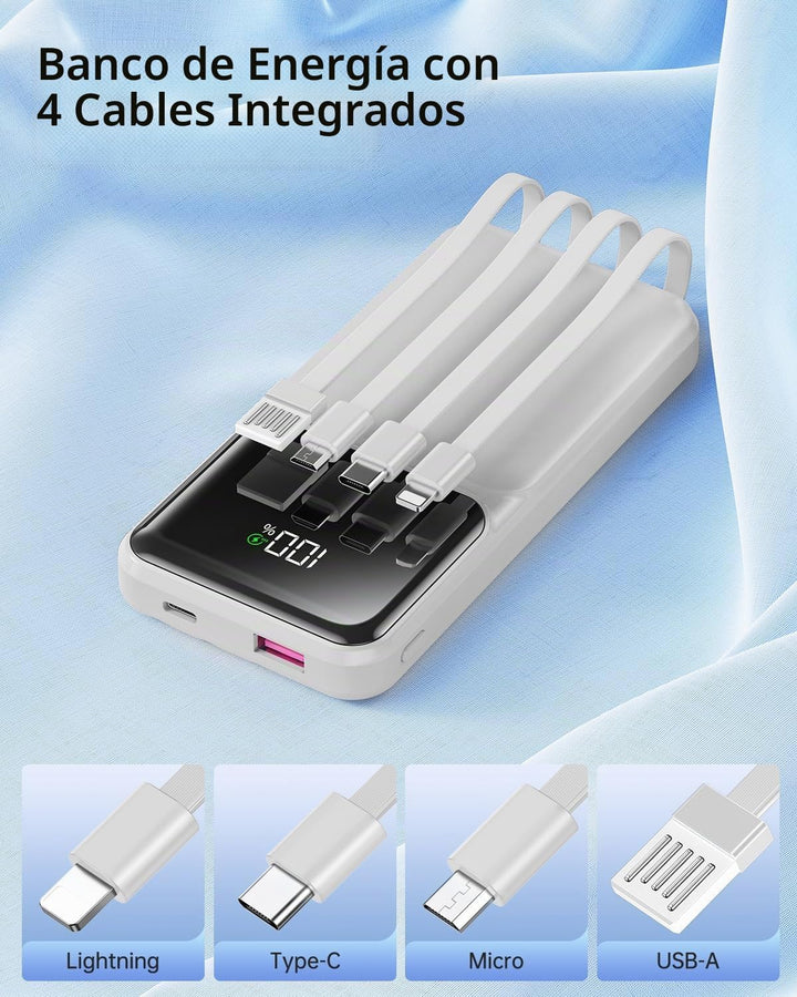 Cargador portátil con cable integrado, pantalla LED USB C de 20000...