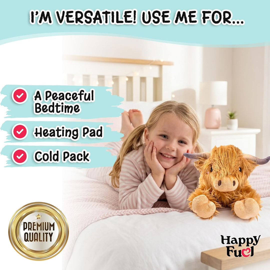 Highland Cow - Animal de peluche apto para microondas, almohadilla...