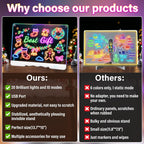 Tablero de dibujo LED recargable de 16 pulgadas para niños, tableta de dibujo con 7 colores y modos dinámicos, tablero de notas LED acrílico de borrado en seco, regalos para niños para Pascua