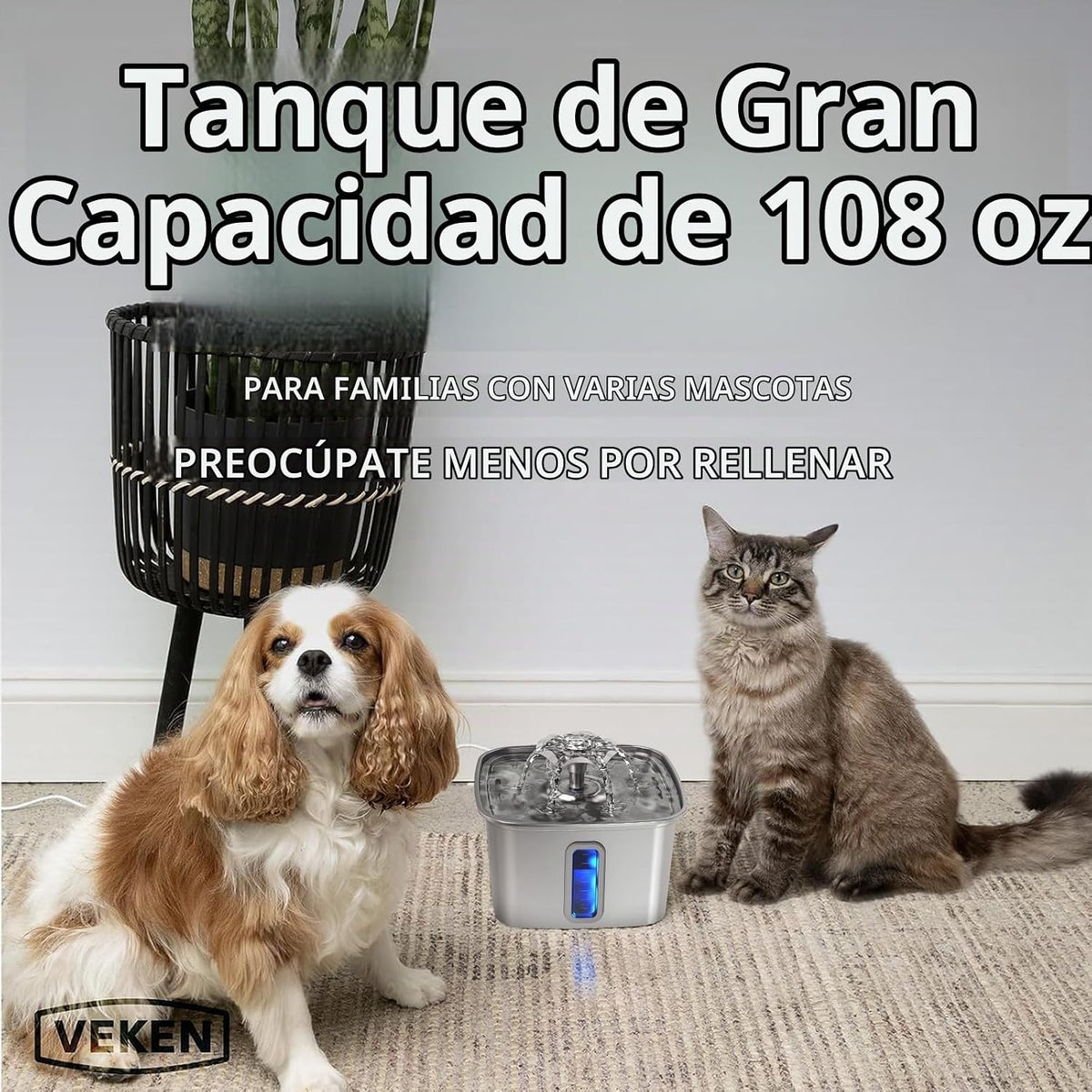 Veken Innovation Award Winner - Fuente de agua para gatos de acero