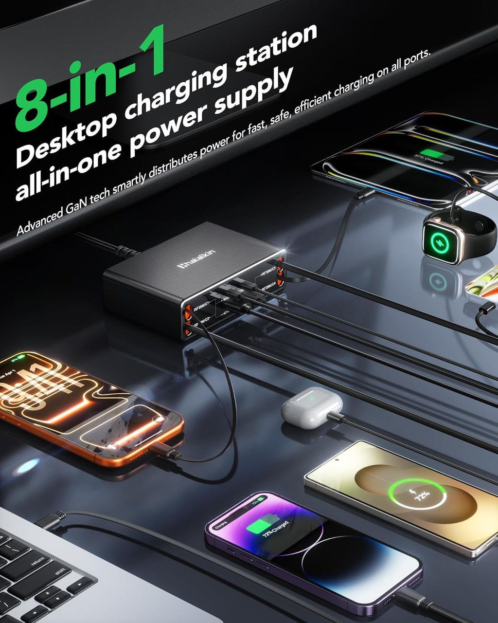 Cargador retráctil 8 en 1 para iPhone Duo/18 Pro Samsung Múltiples