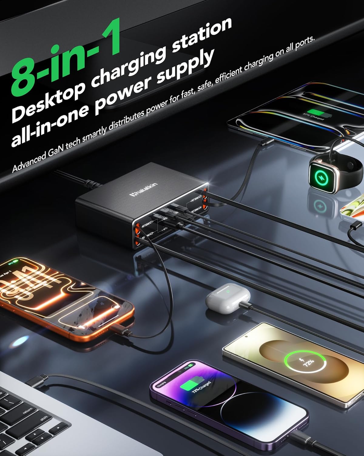 Cargador retráctil 8 en 1 para iPhone Duo/18 Pro Samsung Múltiples