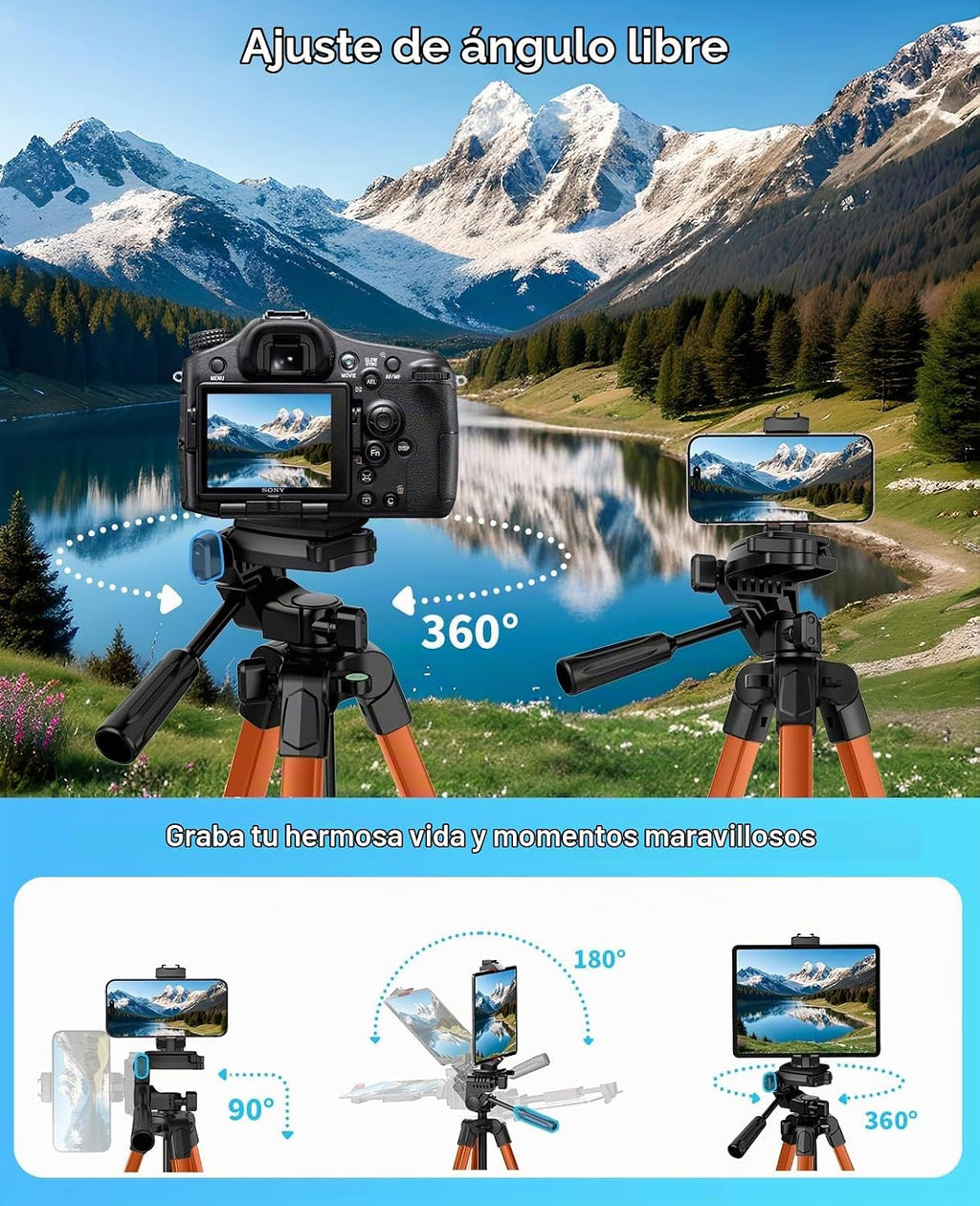 MACTREM Soporte de trípode para iPad de 67" para cámara de teléfono y