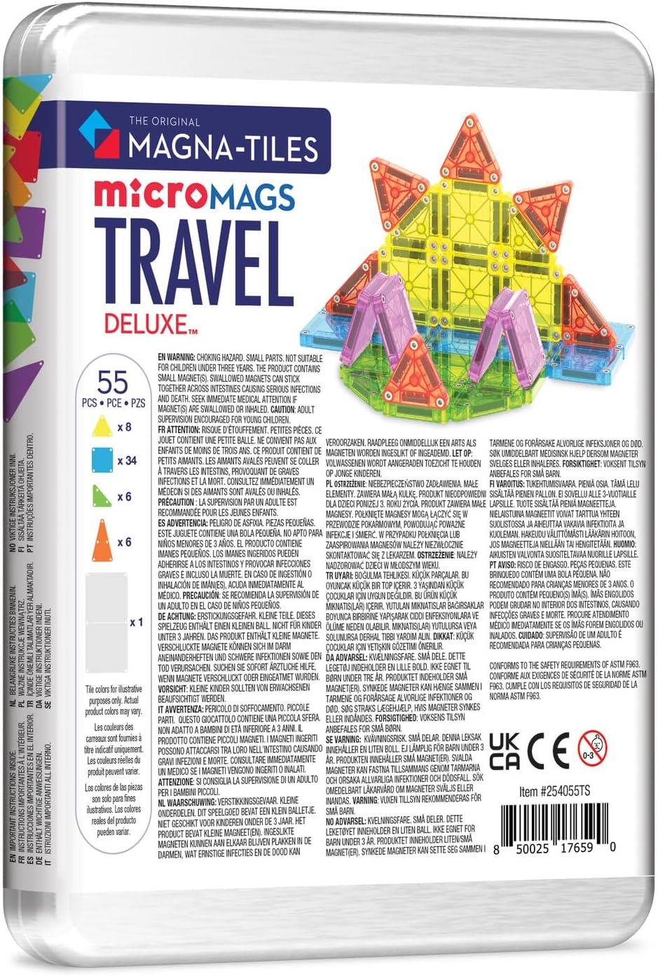 Magna-Tiles microMAGS Set de Viaje Deluxe de 55 Piezas de