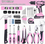 FASTPRO Juego de taladro rosa de 20 V para mujeres, kit de herramientas