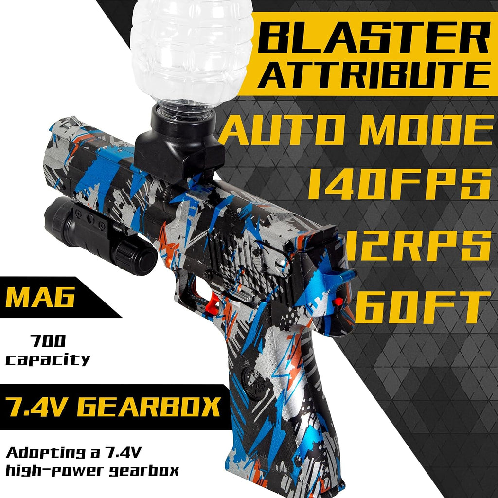 Paquete de 4 lanzadores de gel con accesorios ricos, salpicaduras automáticas de 12 Orby por segundo, batería recargable de 7.4 V, juguete de actividades de equipo al aire libre para mayores de